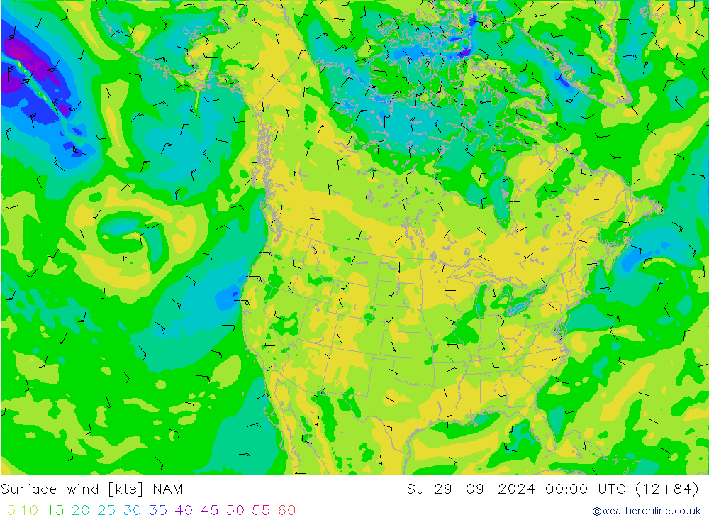 ветер 10 m NAM Вс 29.09.2024 00 UTC