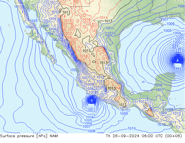 Pressione al suolo NAM gio 26.09.2024 06 UTC