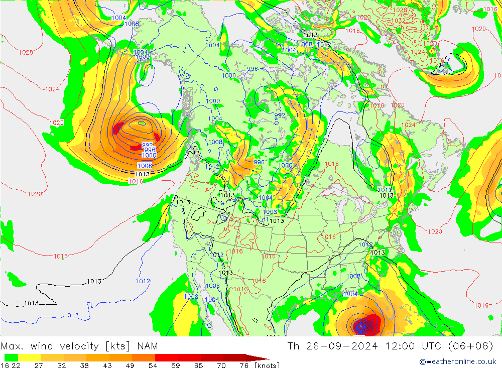 Max. wind velocity NAM jeu 26.09.2024 12 UTC