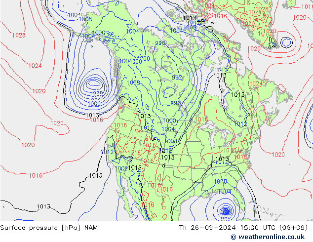 pression de l'air NAM jeu 26.09.2024 15 UTC