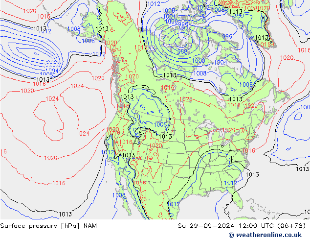 pressão do solo NAM Dom 29.09.2024 12 UTC