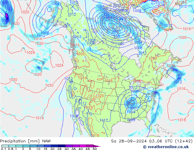 Precipitation NAM Sa 28.09.2024 06 UTC