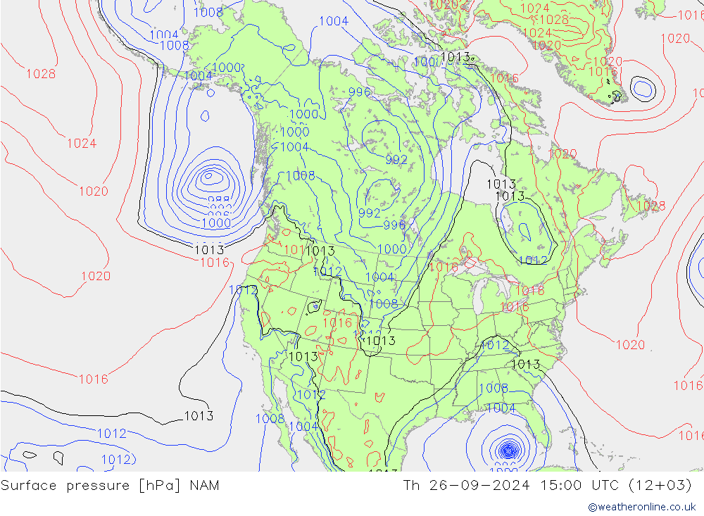 Surface pressure NAM Th 26.09.2024 15 UTC