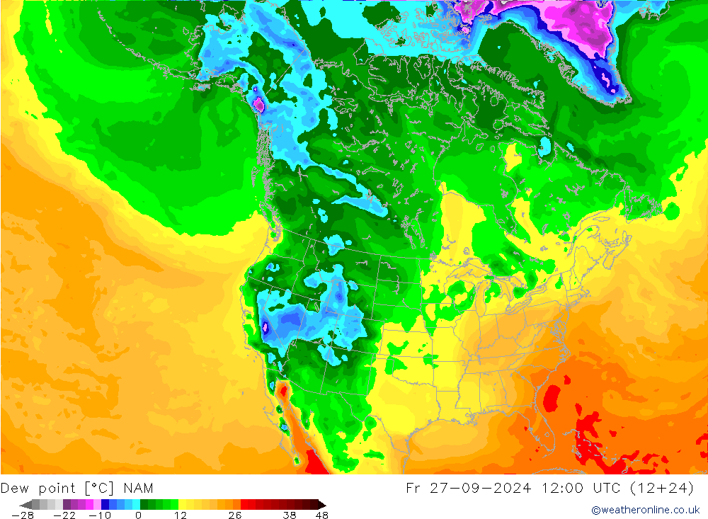 Rosný bod NAM Pá 27.09.2024 12 UTC