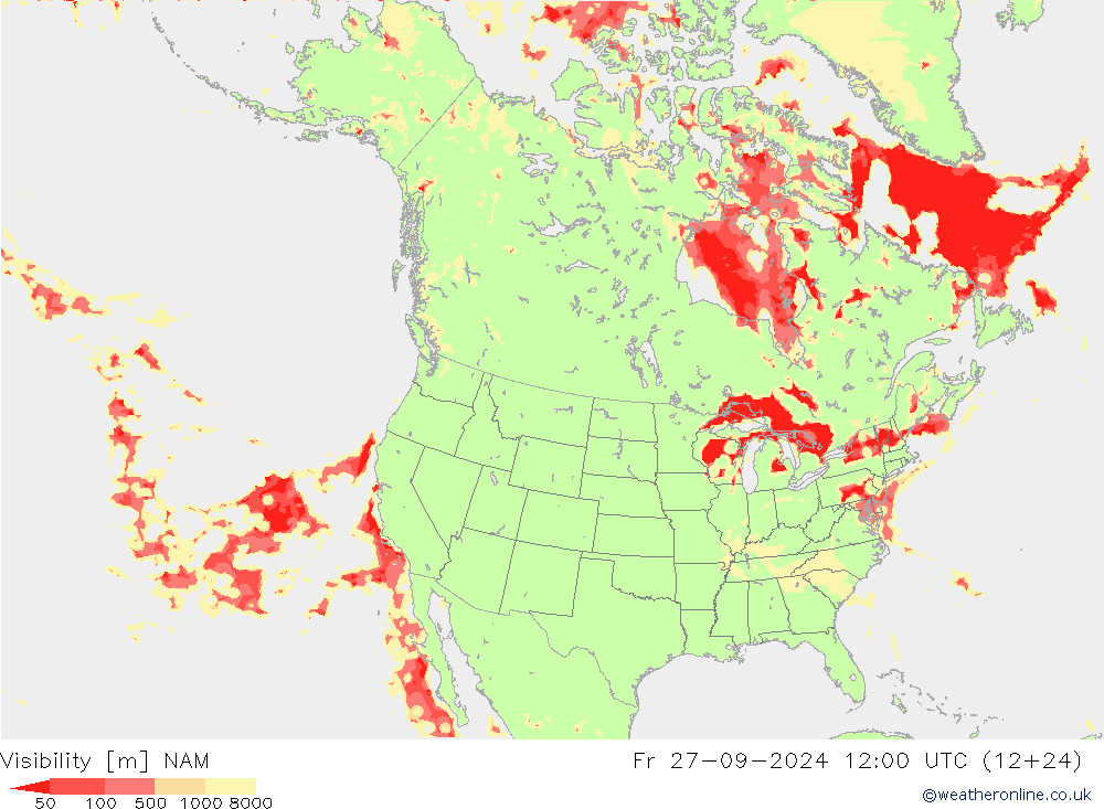 Visibility NAM Fr 27.09.2024 12 UTC