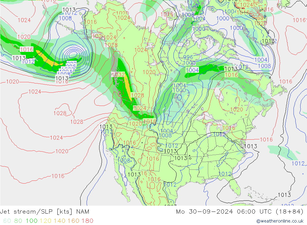 Polarjet/Bodendruck NAM Mo 30.09.2024 06 UTC