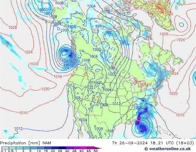 Precipitazione NAM gio 26.09.2024 21 UTC