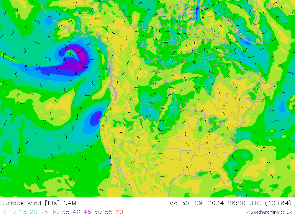 Surface wind NAM Mo 30.09.2024 06 UTC