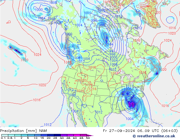 Precipitation NAM Fr 27.09.2024 09 UTC