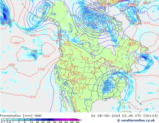 Precipitation NAM Sa 28.09.2024 06 UTC