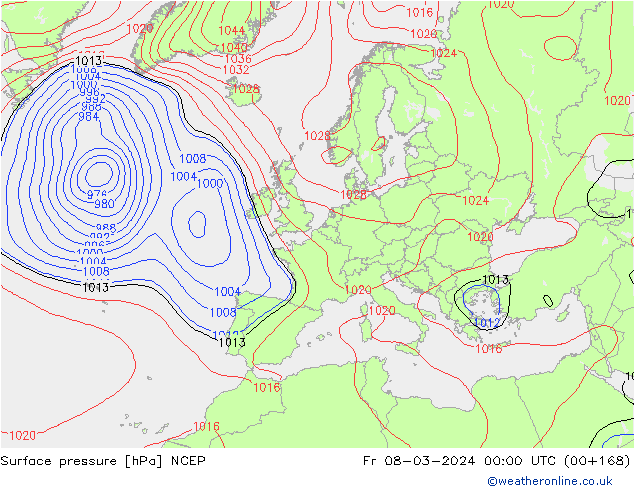 Surface pressure NCEP Fr 08.03.2024 00 UTC