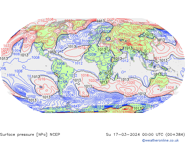 Pressione al suolo NCEP dom 17.03.2024 00 UTC