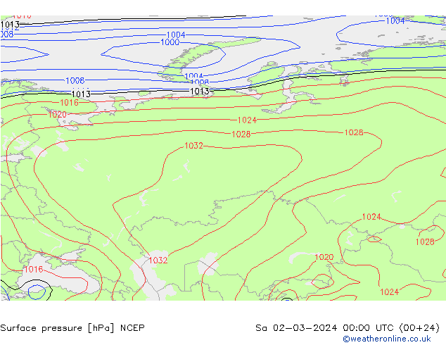 приземное давление NCEP сб 02.03.2024 00 UTC