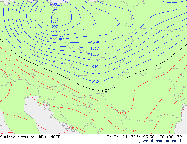 Surface pressure NCEP Th 04.04.2024 00 UTC