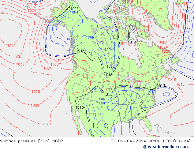 Bodendruck NCEP Di 02.04.2024 00 UTC
