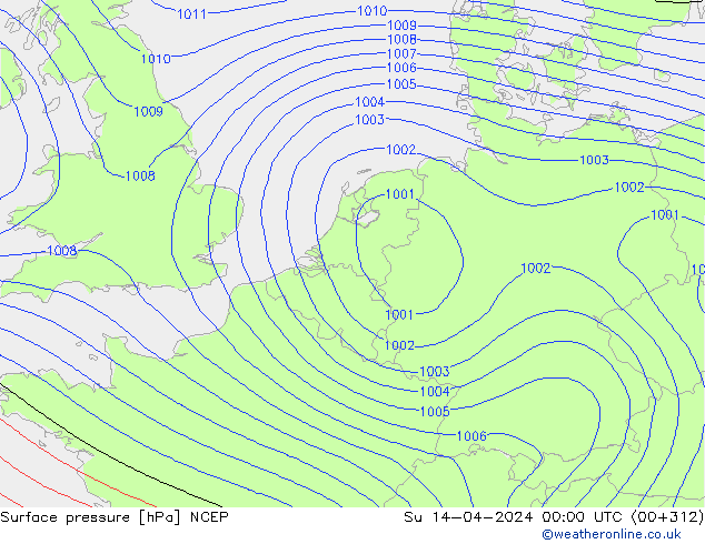 Surface pressure NCEP Su 14.04.2024 00 UTC