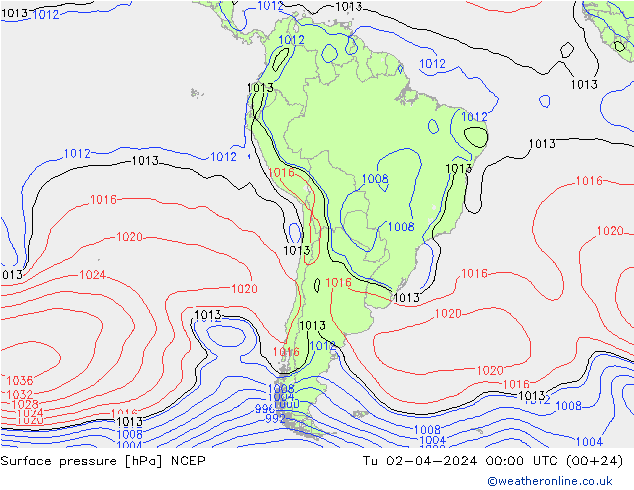ciśnienie NCEP wto. 02.04.2024 00 UTC