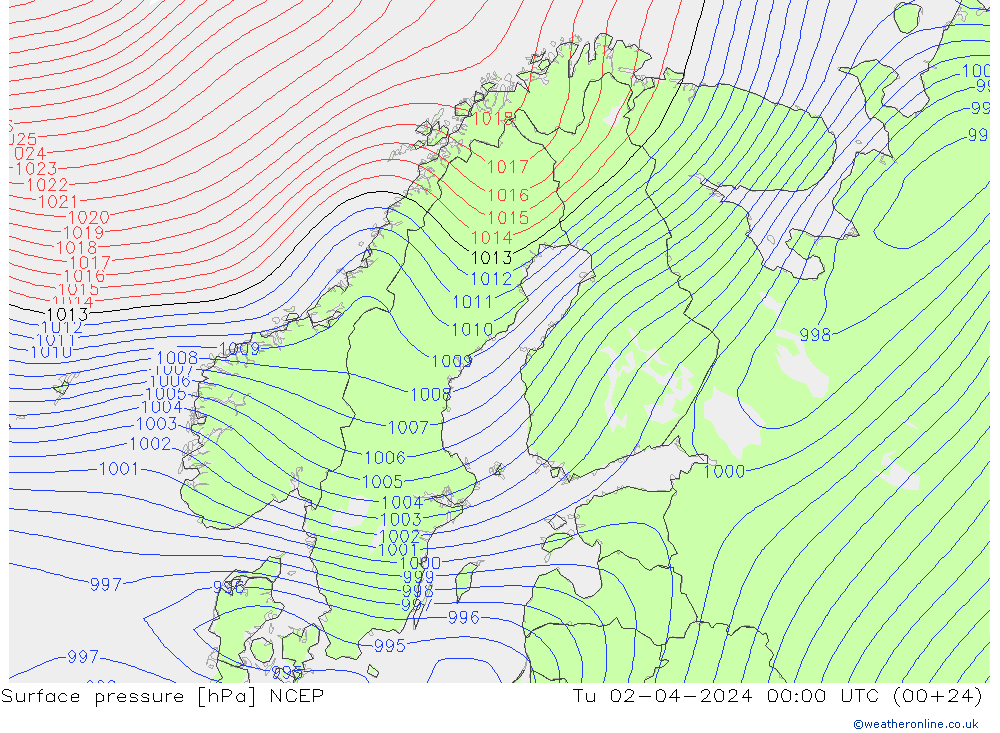 приземное давление NCEP вт 02.04.2024 00 UTC