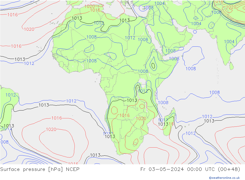 pressão do solo NCEP Sex 03.05.2024 00 UTC