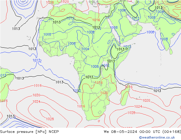 pressão do solo NCEP Qua 08.05.2024 00 UTC