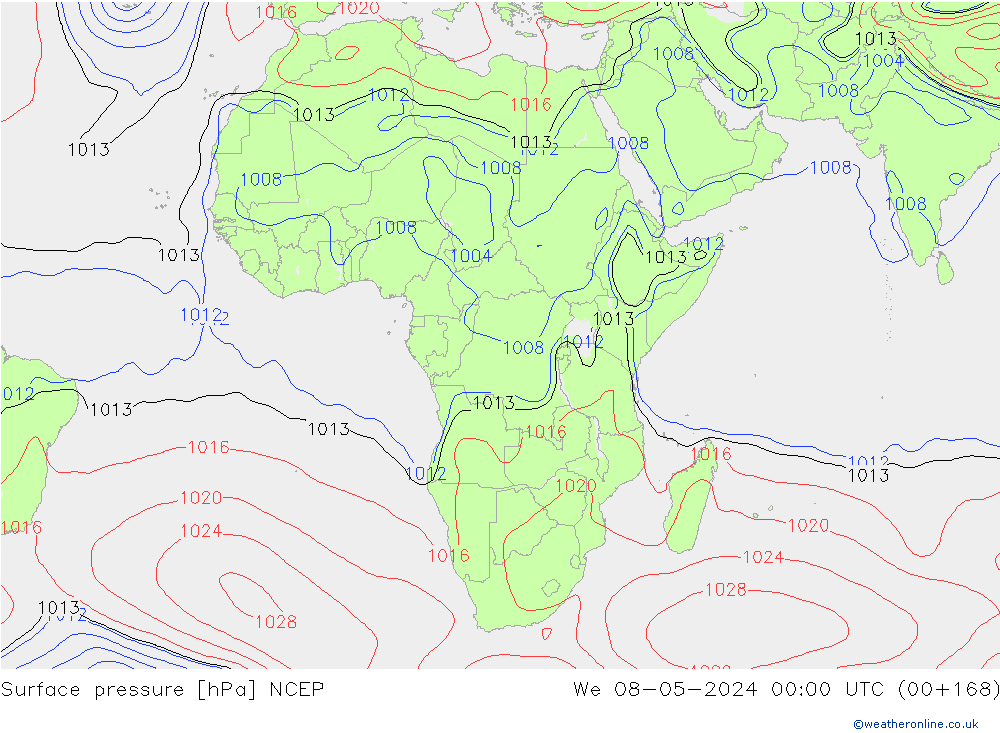 pressão do solo NCEP Qua 08.05.2024 00 UTC