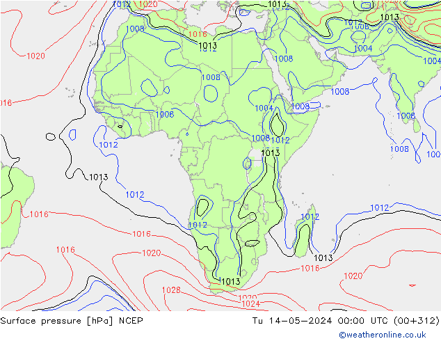 ciśnienie NCEP wto. 14.05.2024 00 UTC
