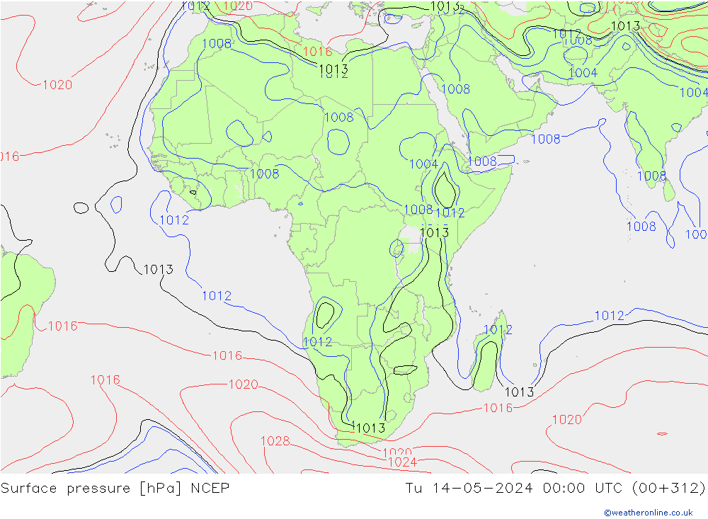 Luchtdruk (Grond) NCEP di 14.05.2024 00 UTC