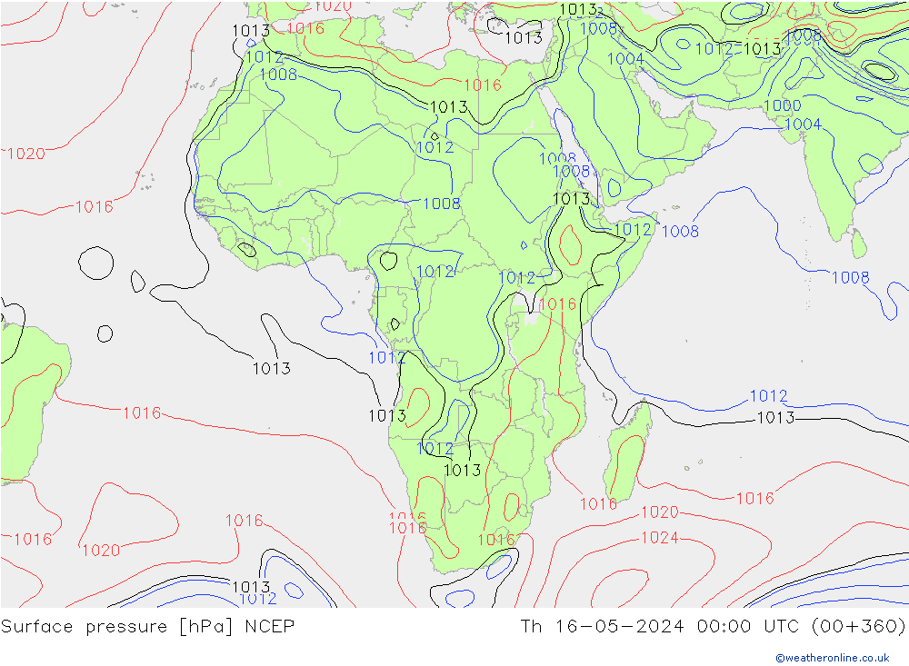 pressão do solo NCEP Qui 16.05.2024 00 UTC
