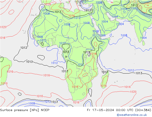 приземное давление NCEP пт 17.05.2024 00 UTC