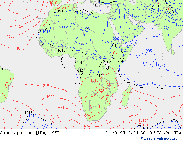 Bodendruck NCEP Sa 25.05.2024 00 UTC
