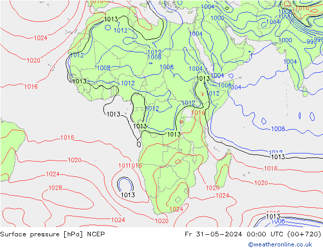 приземное давление NCEP пт 31.05.2024 00 UTC