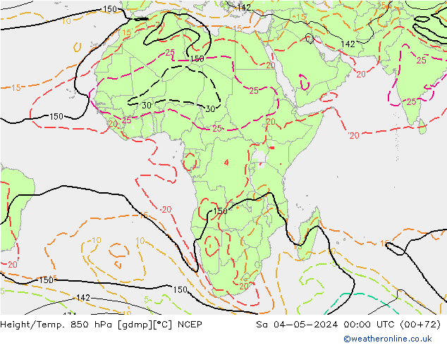Hoogte/Temp. 850 hPa NCEP za 04.05.2024 00 UTC