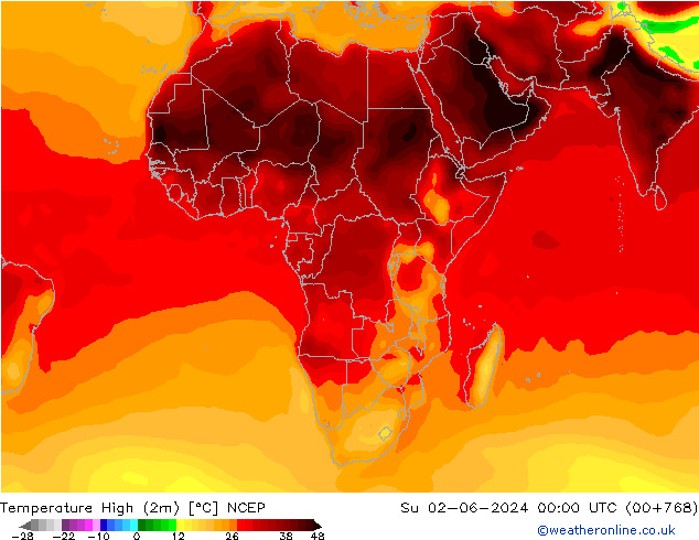 Temperatura máx. (2m) NCEP dom 02.06.2024 00 UTC