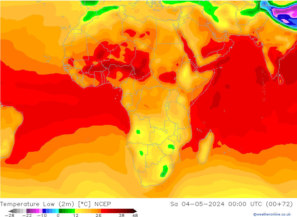 Temperatura mín. (2m) NCEP sáb 04.05.2024 00 UTC