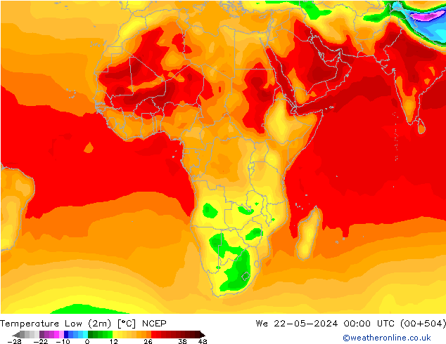Temperature Low (2m) NCEP We 22.05.2024 00 UTC