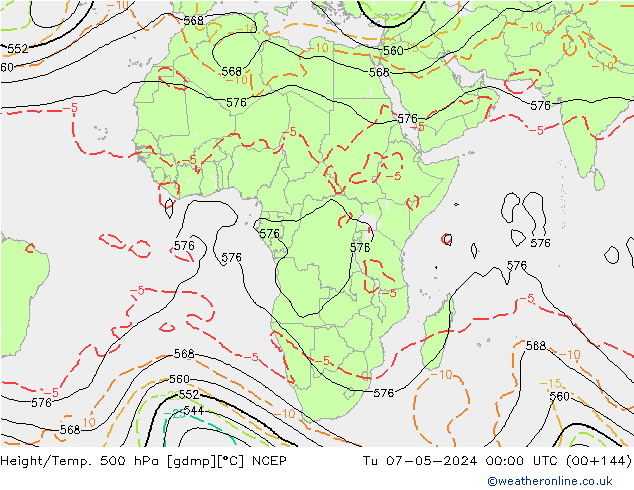Height/Temp. 500 hPa NCEP  07.05.2024 00 UTC