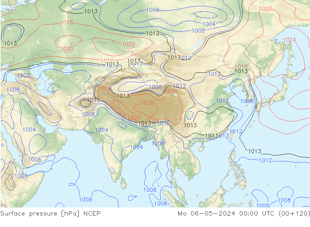 Surface pressure NCEP Mo 06.05.2024 00 UTC