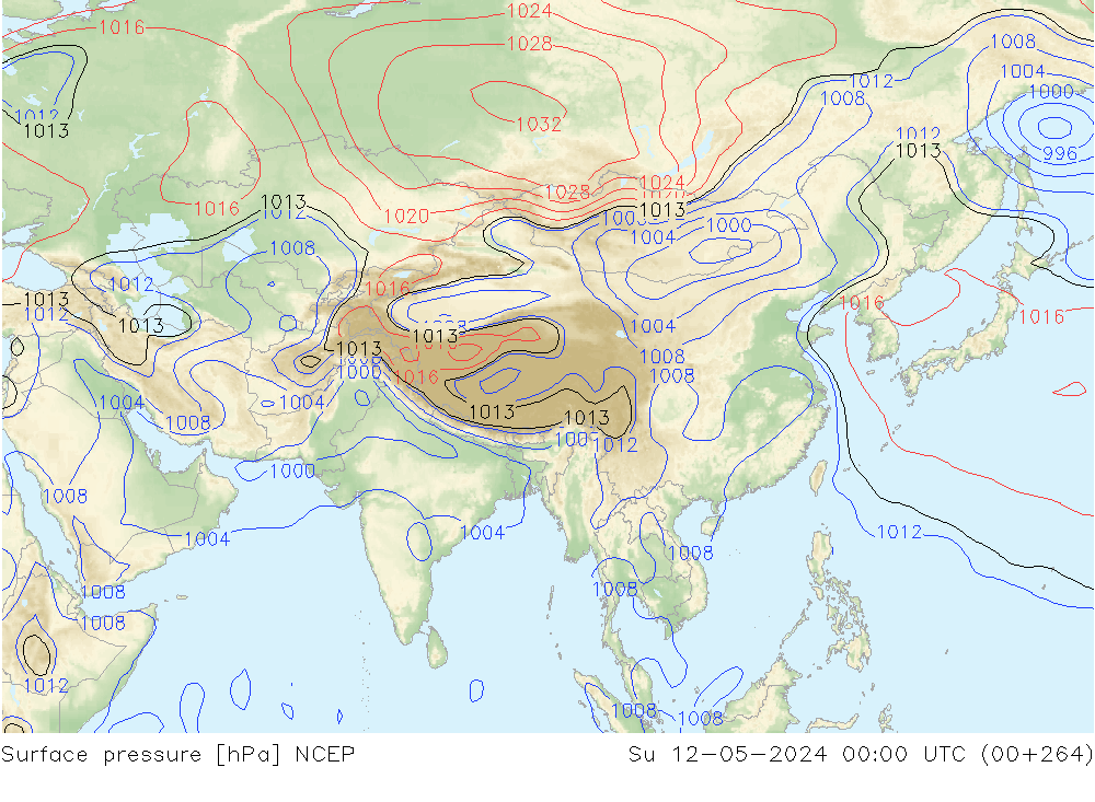 Surface pressure NCEP Su 12.05.2024 00 UTC