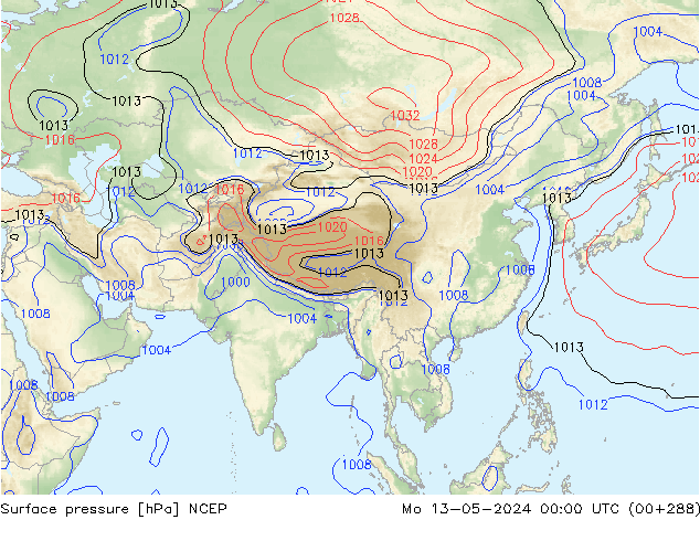 pressão do solo NCEP Seg 13.05.2024 00 UTC