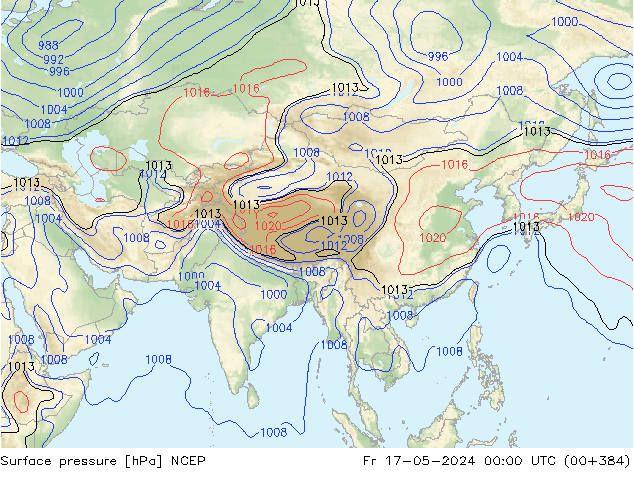 Luchtdruk (Grond) NCEP vr 17.05.2024 00 UTC