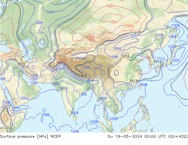 Atmosférický tlak NCEP Ne 19.05.2024 00 UTC