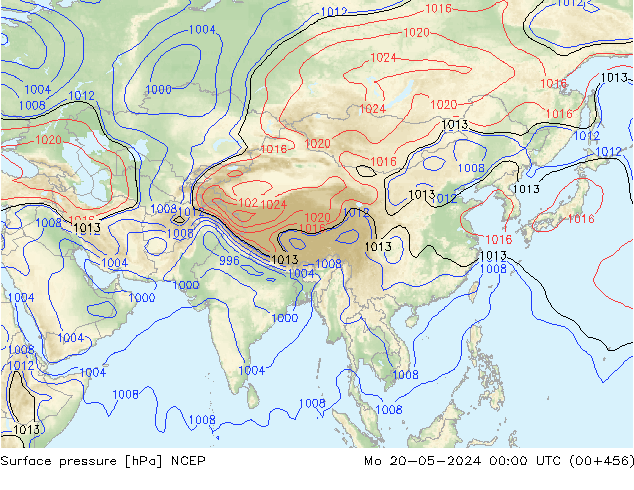 Bodendruck NCEP Mo 20.05.2024 00 UTC