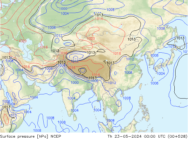 Atmosférický tlak NCEP Čt 23.05.2024 00 UTC