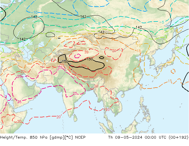 Height/Temp. 850 hPa NCEP Čt 09.05.2024 00 UTC