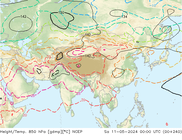 Height/Temp. 850 hPa NCEP So 11.05.2024 00 UTC