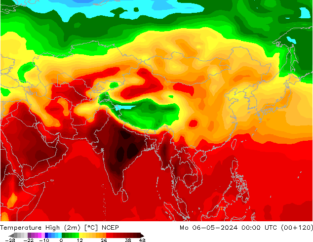 Temperature High (2m) NCEP Mo 06.05.2024 00 UTC