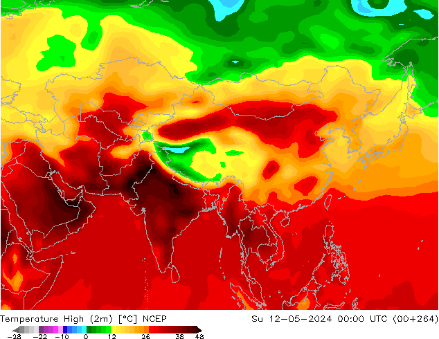 Temperature High (2m) NCEP Su 12.05.2024 00 UTC