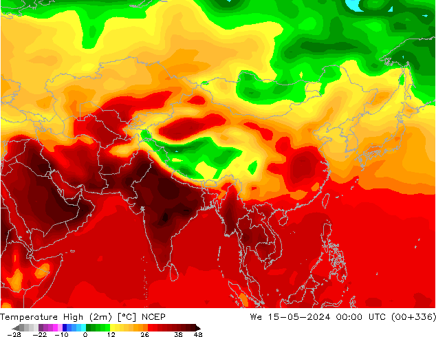 Temperatura máx. (2m) NCEP mié 15.05.2024 00 UTC