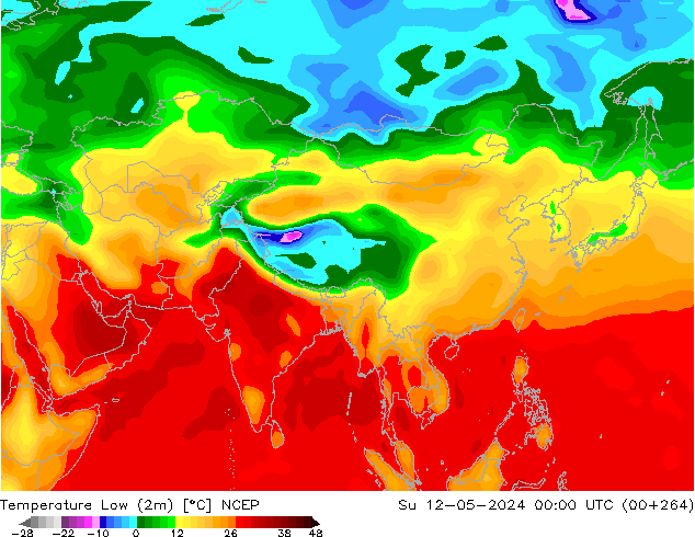 Minumum Değer (2m) NCEP Paz 12.05.2024 00 UTC