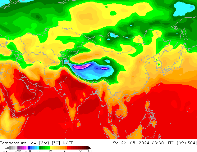 Temperature Low (2m) NCEP We 22.05.2024 00 UTC